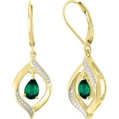 10K Gold Over Sterling Silver Created Emerald Dangle Earrings