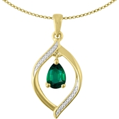 10K Goldtone over Sterling Silver Created Emerald Pendant Necklace