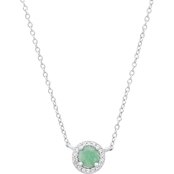 Sterling Silver Emerald with White Topaz Necklace 16 in.