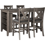 Signature Design by Ashley Caitbrook Counter Table Set with 4 High Back Stools