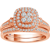 Traditions in Blue 10K Rose Gold 1/2 CTW Diamond Bridal Set Size 7