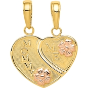 14K Two Tone Gold Mommy and Me Breakable Heart Charm
