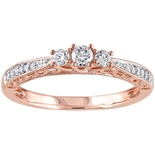Diamore 10K Rose Gold 1/4 CTW Diamond 3 Stone Engagement Ring