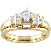 Diamore 14K Yellow Gold 1/2 CTW Marquise and Princess Cut Diamond Bridal Set