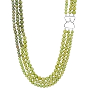 Sterling Silver 7-9mm Green Freshwater Pearl Triple Strand Necklace