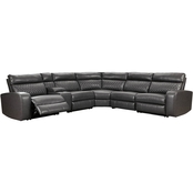 Signature Design by Ashley Samperstone 6 pc. Sectional with 3 Recliners and Console