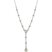 Symbols of Faith Silver Tone Cross Chain Y Necklace 16 in. Adjustable