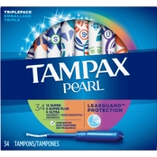 Tampax Pearl Plastic Unscented Tampons Trio Pack 34 ct.