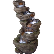 Alpine 6 Tier Waterfall Fountain with LED Light