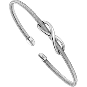 Sterling Silver and Rhodium Textured Infinity Cuff Bangle Bracelet