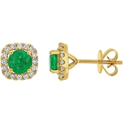 Sofia B. 14K Yellow Gold Emerald and 1/4 CTW Diamond Square Halo Stud Earrings
