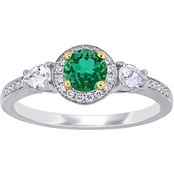 Sofia B. 14K Gold Emerald, White Sapphire and 1/8 CTW Diamond 3 Stone Ring
