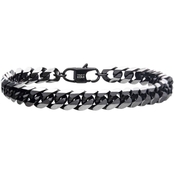 INOX Men's Stainless Steel 8.5 in. IP Black Curb Bracelet