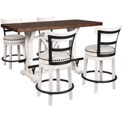 Signature Design by Ashley Valebeck 5 pc. Counter Table with 4 White Stools