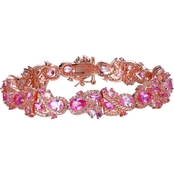 14K Rose Gold Over Sterling Silver Lab Created Pink and White Sapphire Bracelet