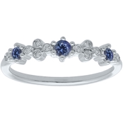 10K White Gold 1/4 CTW Enhanced Blue Sapphire and Diamond Anniversary Ring