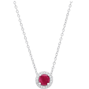 Sterling Silver Ruby and White Topaz Necklace 16 in.