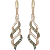 10K Rose Gold 1/4 CTW White and Champagne Diamond Dangle Earrings