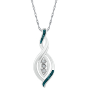 Sterling Silver Blue and White Diamond Accent Fashion Pendant