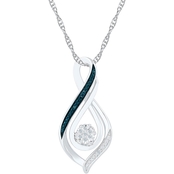 STERLING SILVER WITH TREATED BLUE & WHITE DIAMOND ACCENT FASHION PENDANT