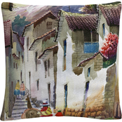 Trademark Fine Art Cuzco I Tuscan Architectural Village Decorative Throw Pillow