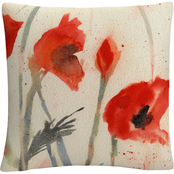 Trademark Fine Art Red Poppy Light Floral Abstract Decorative Throw Pillow