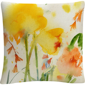 Trademark Fine Art Garden Yellows Floral Abstract Decorative Throw Pillow