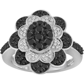 Sterling Silver 1 Ctw Diamond Flower Ring