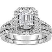 American Rose 14K White Gold 1 1/4 CTW Emerald Cut Diamond Bridal Set