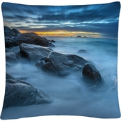 Trademark Fine Art Blue Hour for a Blue Ocean Decorative Throw Pillow