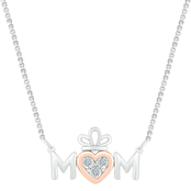 14K Rose Gold over Sterling Silver Plating Diamond Accent Mom Necklace 18 in.