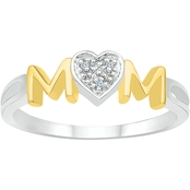 14K Yellow Gold over Sterling Silver Diamond Accent Mom Ring
