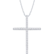 Love Honor Cherish 10K White Gold 1 CTW Diamond Cross Pendant