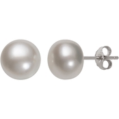 Sterling Silver White Cultured Freshwater Pearl Stud Earrings