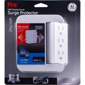 GE 5 Outlet 2 USB Swivel Surge Protector Wall Tap