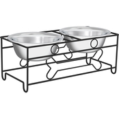 Petmaker Stainless Steel Raised Food and Water Bowls with Decorative 6.5 in. Stand