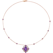 Sofia B. 14K Rose Gold 1/2 CTW Diamond and Amethyst Halo Vintage Necklace