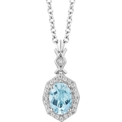 Enchanted Disney Sterling Silver 1/10 CTW Diamond and Sky Blue Topaz Elsa Pendant