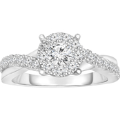 10K White Gold 1/2 CTW Diamond Twist Shank Engagement Ring Size 7