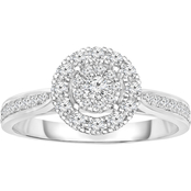 10K White Gold 1/3 CTW Double Halo Diamond Fashion Ring