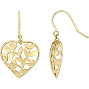 Floral Heart Earrings in 10k Yellow Gold