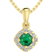 10K Yellow Gold Genuine Emerald and White Topaz Pendant