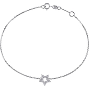 14k White Gold Diamond Accent Star Station Bracelet