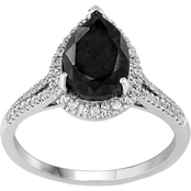 Love Honor Cherish 10K White Gold 2 1/4 CTW Black Diamond Teardrop Ring
