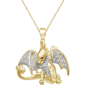 She Shines 14K Gold Over Sterling Silver 1/7 CTW Diamond Flying Dragon Pendant