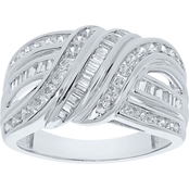 10K White Gold 1 CTW Bypass Fashion Ring