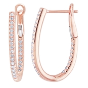 14k Rose Gold 1/4 CT TW Diamond Hoop Earrings