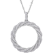 Diamore 14K White Gold 1/2 CTW Diamond Twist Circle Pendant with Chain