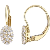 Diamore 14K Yellow Gold 1/3 CTW Diamond Oval Cluster Earrings