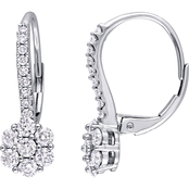 Diamore 14K White Gold 1 CTW Diamond Floral Earrings